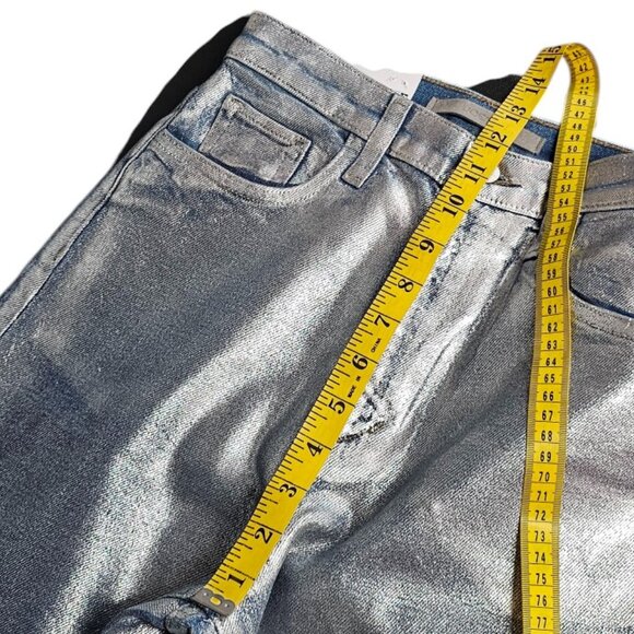 Joe's Jeans Mia Foil High-Rise Wide-Leg Jeans, Party Indigo, Metallic, Size 26 - Picture 5 of 10